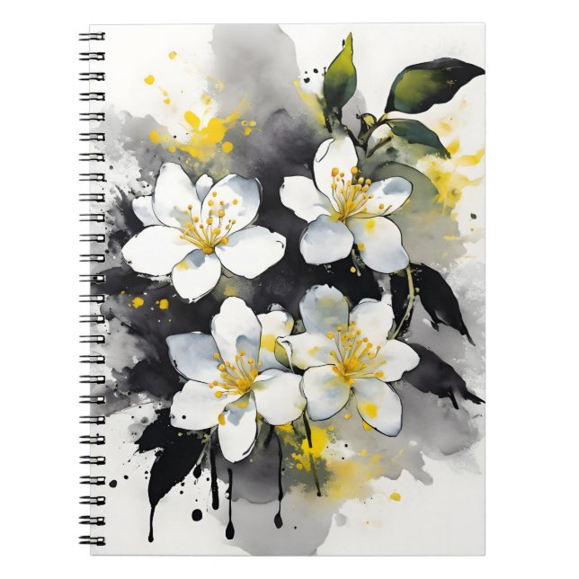 Jasmine - Watercolor flowers Notebook (Front)
