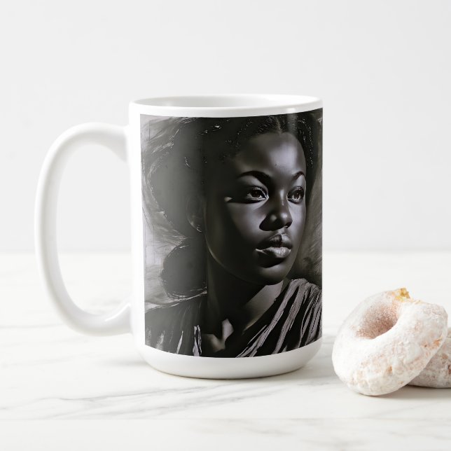 “Jasmine” Women In Charcoal Coffee Mug (With Donut)