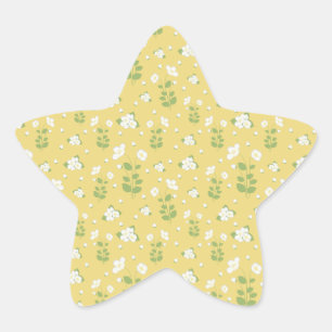 Jasmines with leaves, seamless pattern star sticker
