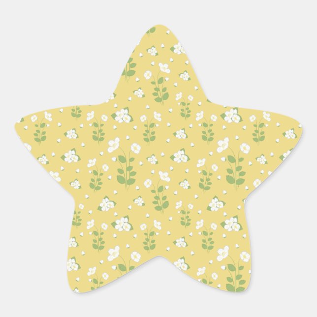 Jasmines with leaves, seamless pattern star sticker (Front)