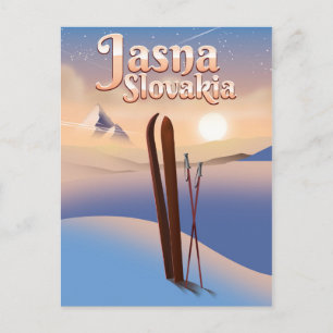 Jasna, Slovakia Ski poster. Postcard
