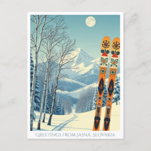 Jasná Slovakia ski vacation retro Postcard
