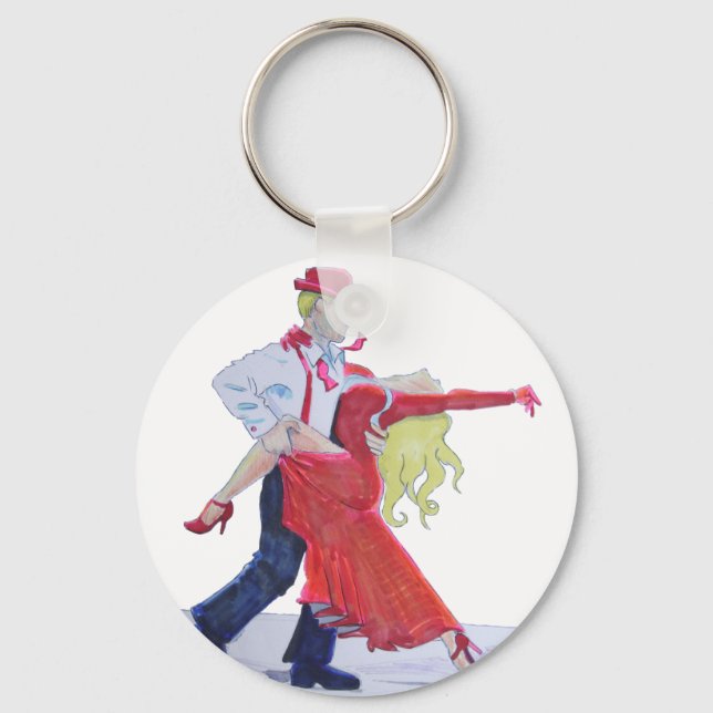Jason Donovan Kristina Rihanoff Foxtrot Cartoon Key Ring (Front)