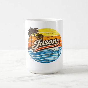 Jason Retro Sunset Name Design Coffee Mug