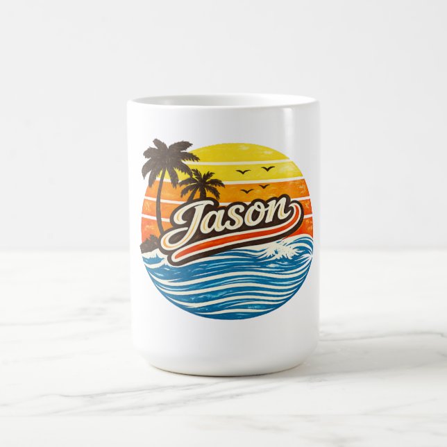 Jason Retro Sunset Name Design Coffee Mug (Center)