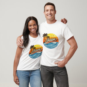 Jason Retro Sunset Name Design T-Shirt