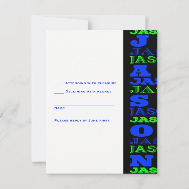 JASONCool Modern Bar Mitzvah Invitation Black Blue (Front)
