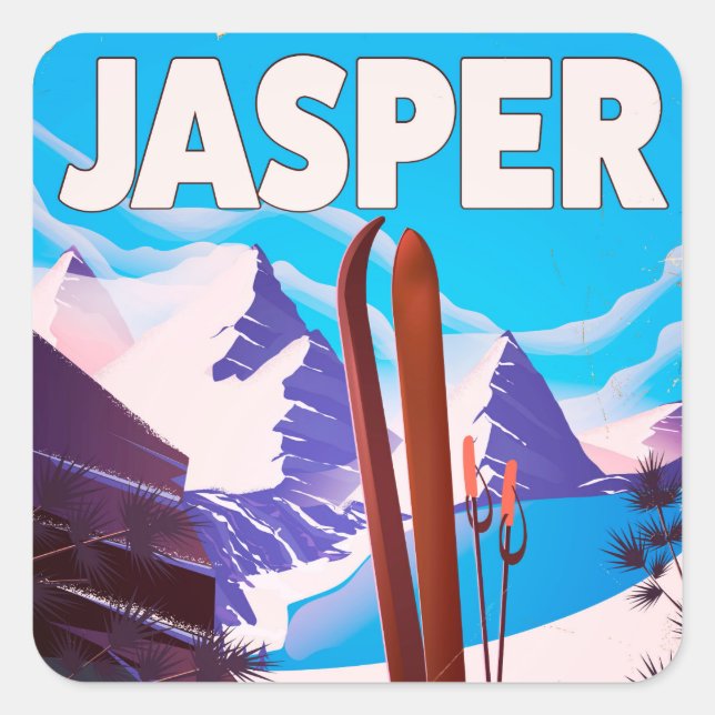 Jasper Alberta Canada travel poster Square Sticker (Front)