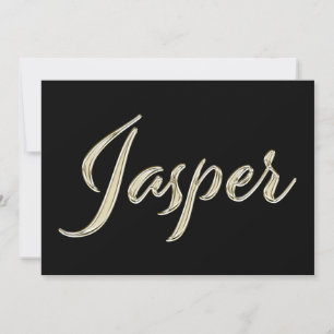 Jasper Name white gold Handwriting Card