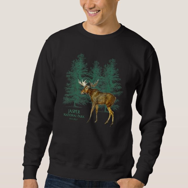 Jasper National Park Alberta Canada Moose Trees So Sweatshirt (Front)
