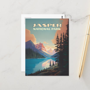 Jasper National Park Alberta Canada Rockies Retro Postcard