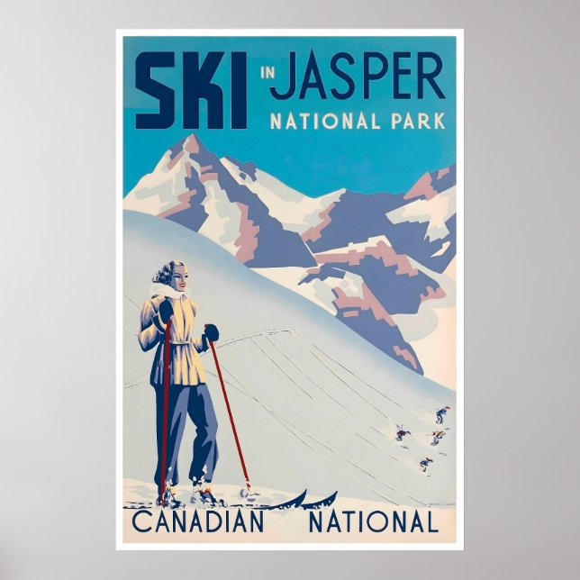 Jasper National Park Art Canada Ski Poster (Front)