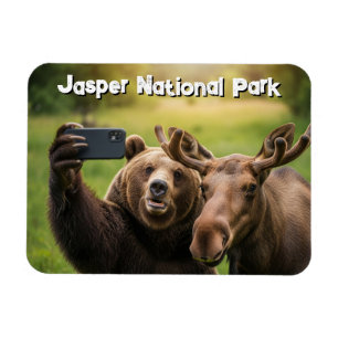 Jasper National Park Bear Moose Selfie Canada Magnet