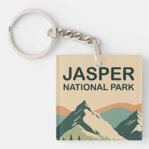 Jasper National Park Canada Scenic Nature Art Key Ring