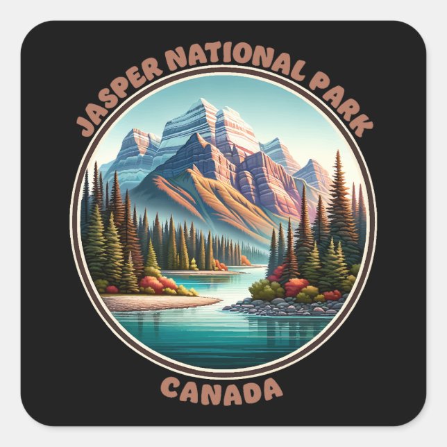 Jasper National Park Canada Square Sticker (Front)
