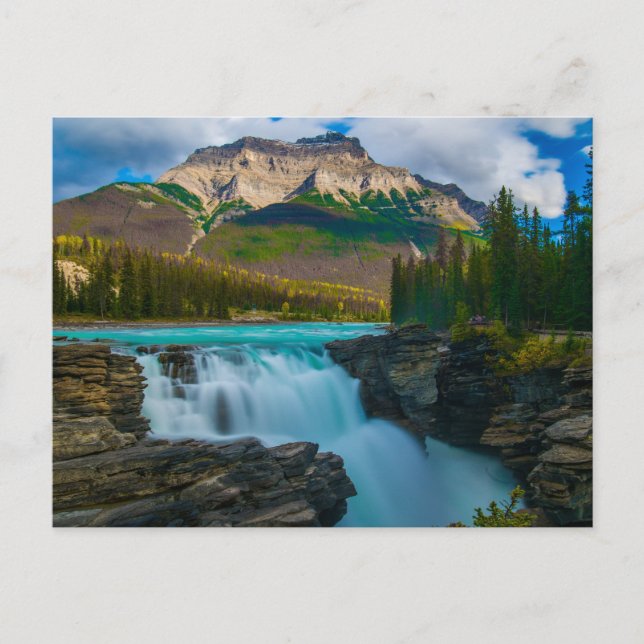 Jasper National Park, Canada Waterfall, Mountains  Postcard (Front)