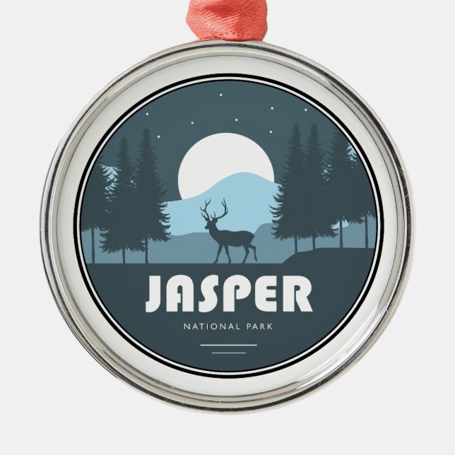 Jasper National Park Deer Metal Ornament (Front)