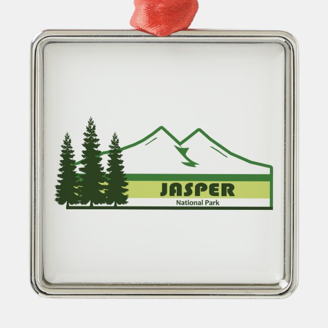 Jasper National Park Green Stripes Metal Ornament (Front)