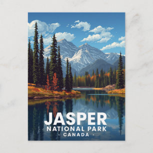 Jasper National Park Mountains Lake View Postcard