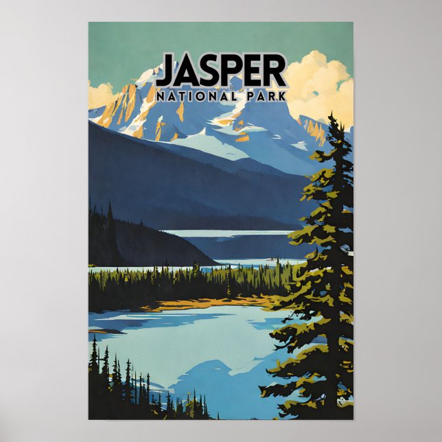 Jasper National Park Nostalgic retro  Poster (Front)