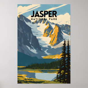 Jasper National Park Nostalgic Retro Travel Poster
