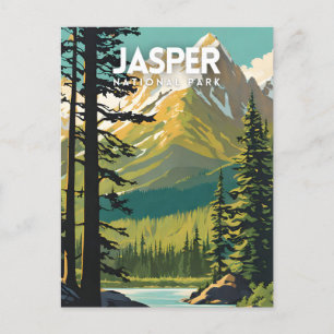 Jasper National Park Nostalgic Travel Art Postcard
