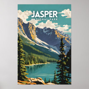 Jasper National Park Nostalgic Vintage Travel Art Poster