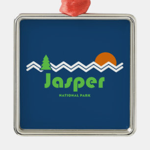 Jasper National Park Retro Metal Ornament