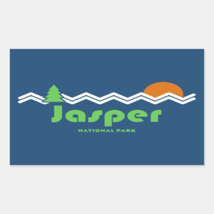 Jasper National Park Retro Rectangular Sticker