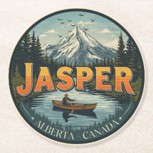 Jasper National Park Rocky Mountains Adventure gif Round Paper Coaster