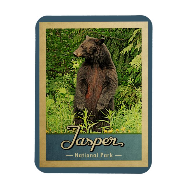 Jasper National Park Vintage Travel Bear Magnet (Vertical)