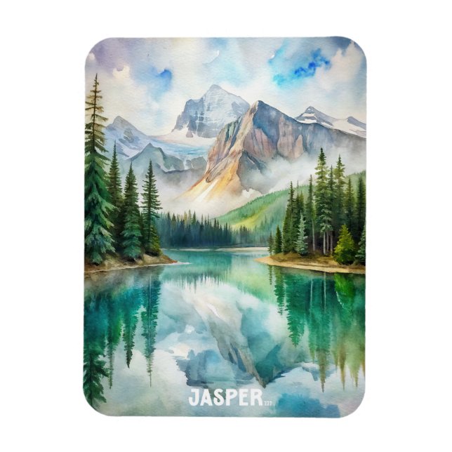 Jasper National Park Watercolor Painting  Magnet (Vertical)