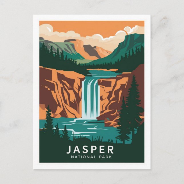 Jasper National Park Waterfall Postcard (Front)