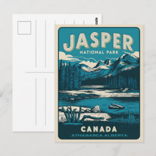Jasper Nationla park alberta canada vintage gifts Postcard