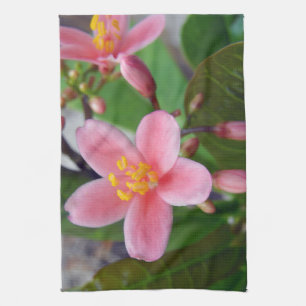 Jatropha Flower and flower buds Tea Towel