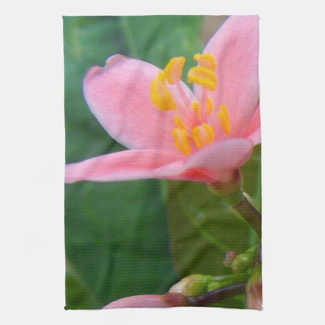 Jatropha Flower Closeup Tea Towel (Vertical)