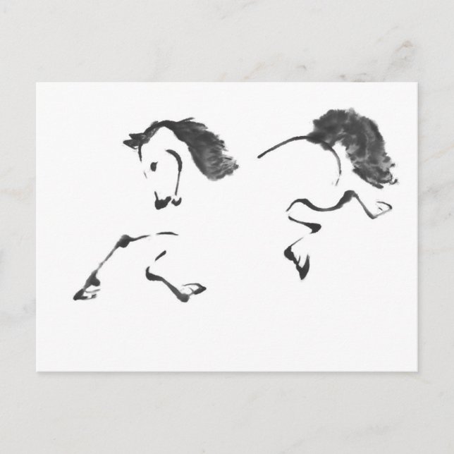 Jaunt - Horse Sumi-e Painting Postcard (Front)