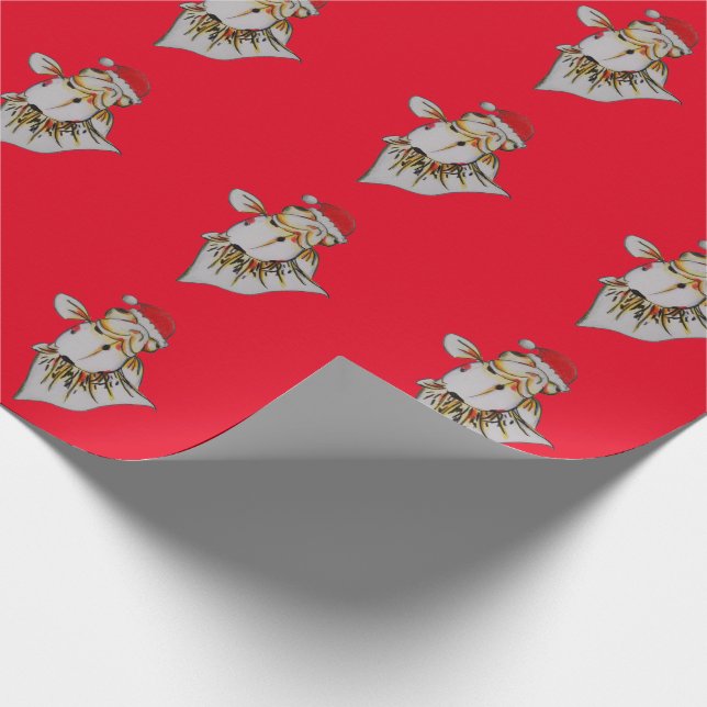 Jaunty Santa Hat Goldfish Christmas Wrapping Paper (Corner)