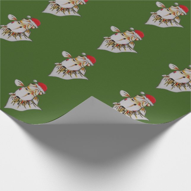 Jaunty Santa Hat Goldfish Christmas Wrapping Paper (Corner)