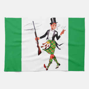 jaunty Scotsman with rifle Tea Towel