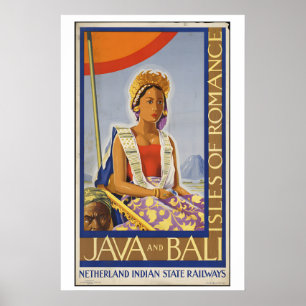 Java Bali Indonesia Isles of Romance Vintage Poster