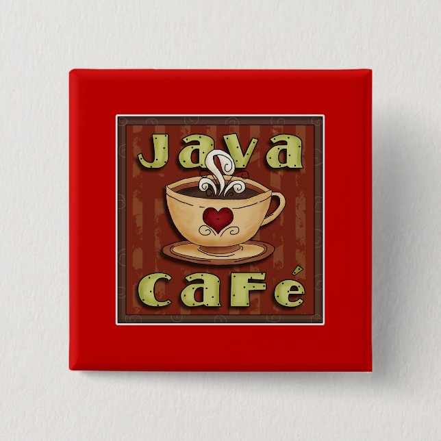 java cafe 15 cm square badge (Front)