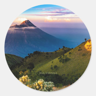Java, Indonesia, scenic landscape photograph, Classic Round Sticker