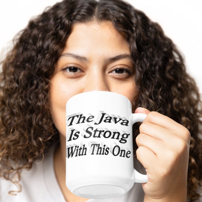 Java Is Strong funny coffee quote black half text Large Coffee Mug (Creator Uploaded)