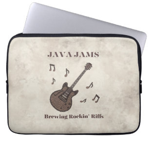 Java Jams-Brewing Rockin' Riffs-Coffee-Guitar- Laptop Sleeve