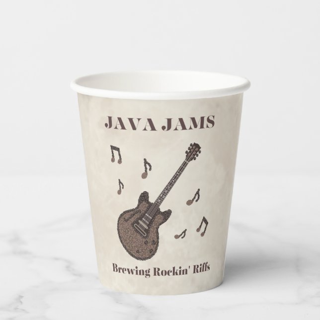 Java Jams-Brewing Rockin' Riffs-Coffee-Guitar- Paper Cups (Back)