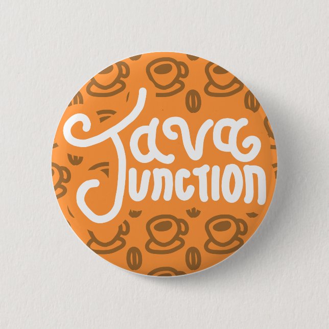 Java Junction Coffee and Bean Button Orange (Front)
