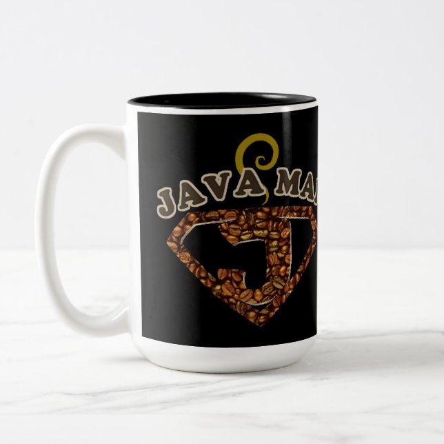 Java Man Coffee Humour Two-Tone Coffee Mug (Left)