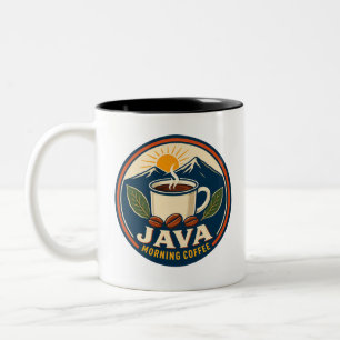Java Morning Coffee Retro Badge Two-Tone Mug
