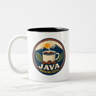 Java Morning Coffee Retro Badge Two-Tone Mug